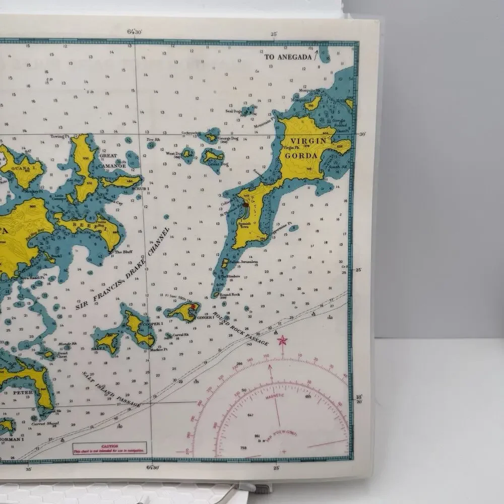 5 Navigation & Signal Placemats Virgin Islands Laminated USA VTG St John Tortola